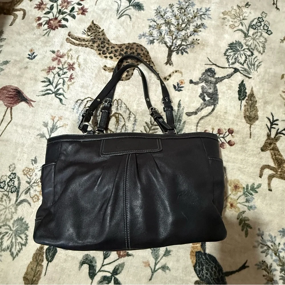 Coach east west tote shoulder Black Leather Handbag